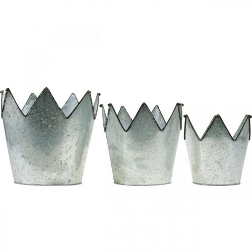 Artikel Übertopf Krone Metall Deko Zink Ø21,5/19,5/17cm 3er-Set