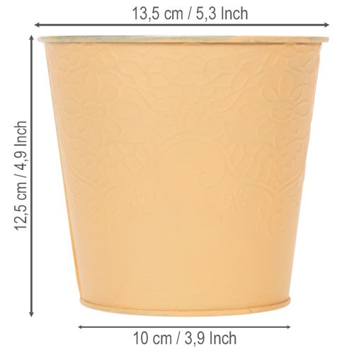 Übertopf Metall Blumenübertopf Pastell Orange Ø13,5cm H12,5cm | Floristik24.de