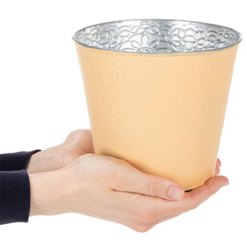 Übertopf Metall Blumenübertopf Pastell Orange Ø16cm H14cm | Floristik24.de
