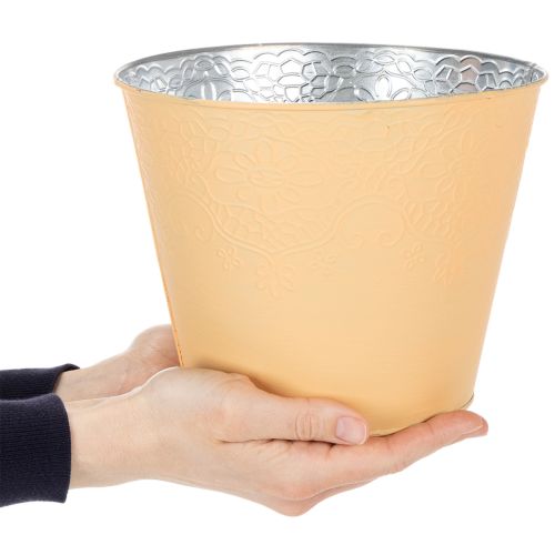 Übertopf Metall Blumenübertopf Pastell Orange Ø20cm H16cm | Floristik24.de