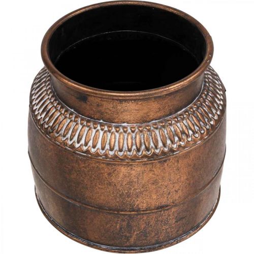 Floristik24 Übertopf groß Metall Kupfern Relief Deko Kübel Ø22cm H21cm