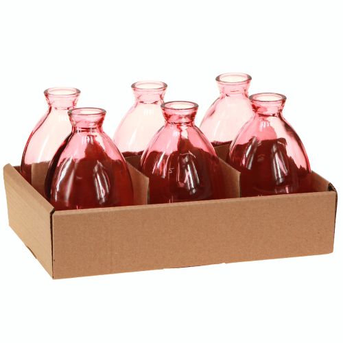 Artikel Vase Bauchig Minivasen Glas getönt Rosa Ø7cm H12cm 6 St