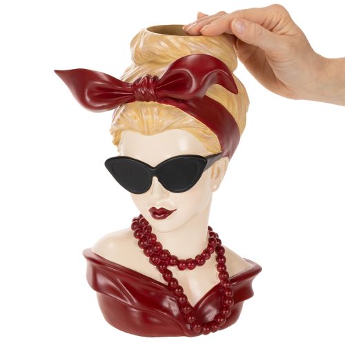Kopfvase Frau mit Sonnenbrille und Perlenkette 30cm | Floristik24.de