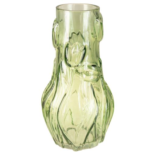 Vase aus Glas mit geprägtem Tulpendesign für harmonische Raumgestaltung 30cm