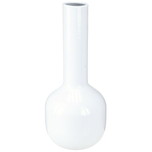 Moderne Deko Vase Metallvase Cremeweiß Ø10,5cm H25,5cm