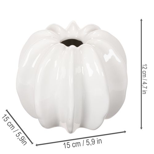 Kürbis Keramikvase Weiß Dekoration für Zuhause 15cm | Floristik24.de