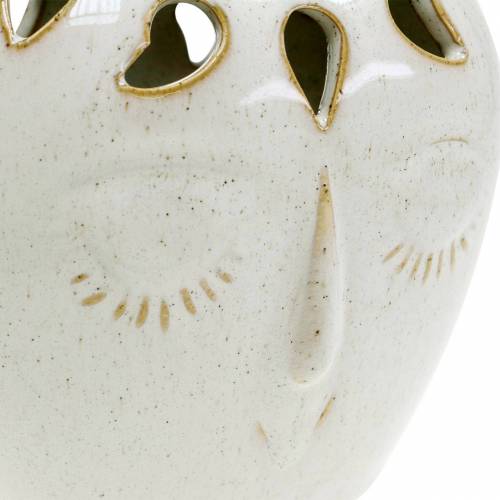 Floristik24 Keramikvase mit Gesicht Creme, Beige H13cm Steingutoptik 1St