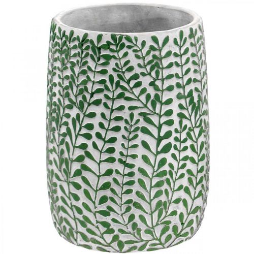 Florale Deko-Vase, Keramikgefäß, Tischdeko, Beton-Optik Ø15,5cm H21cm