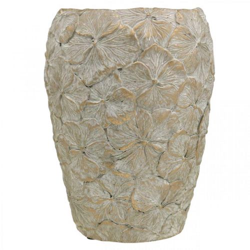Floristik24 Dekotopf Blütenmuster, Betonvase Golden Vintage-Look Ø18cm H24cm