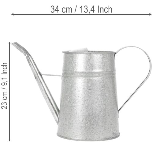 Verzinkte Deko Gießkanne Metall Grau Vintage-Look 1,7L H23cm für stilvolle Blumendeko & Pflanzgefäß | Floristik24.de