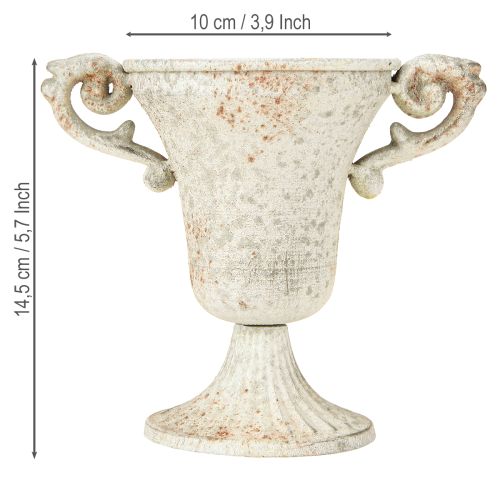 Floristik24 Vintage Deko Metall Pokal mit Henkel Shabby Chic H14,5cm
