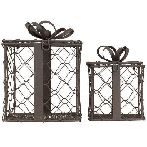Artikel Vintage Drahtkorb Geschenk Metall Grau 10,5/7,5cm Set à 2 St