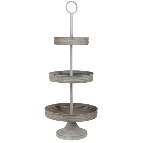 Floristik24 Vintage Etagere Metall Grau 3-stöckig Ø30,5cm H78cm