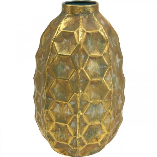 Vintage Vase Gold Blumenvase Vase Wabenoptik Ø23cm H39cm