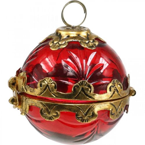 Artikel Vintage Weihnachtskugel zum Aufklappen Glas Rot Golden Ø8cm 2er-Set