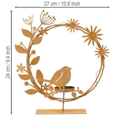 Vogel Deko Blumen Teelichthalter Rost Optik 24×27×6cm | Floristik24.de