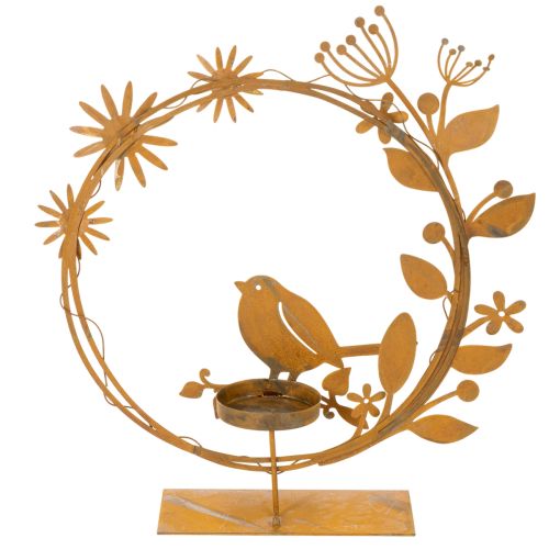 Vogel Deko Blumen Teelichthalter Rost Optik 24×27×6cm | Floristik24.de