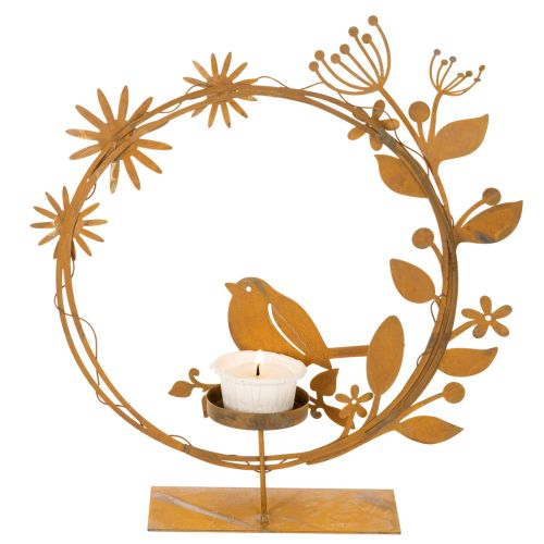 Vogel Deko Blumen Teelichthalter Rost Optik 24×27×6cm | Floristik24.de