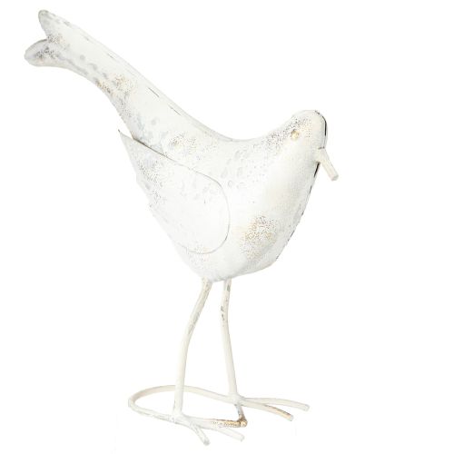 Artikel Vogel Deko Metall in Weiß Gold Vintage 29cmx24,5cm