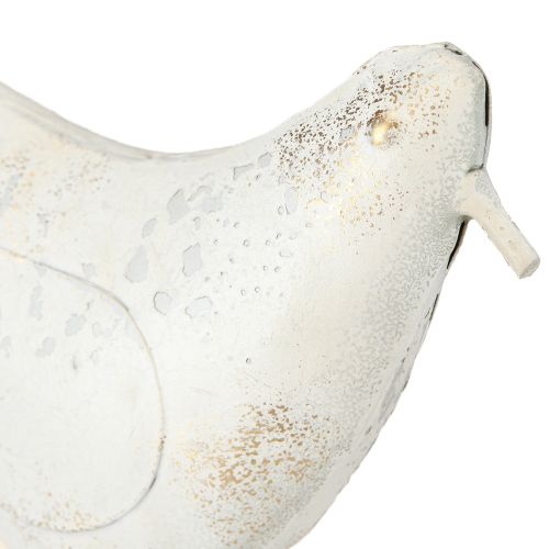 Artikel Vogel Deko Metall in Weiß Gold Vintage 29cmx24,5cm
