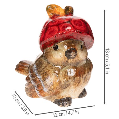Dekofigur Vogel mit roter Apfel-Mütze Herbstdeko 13cm | Floristik24.de