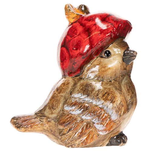 Dekofigur Vogel mit roter Apfel-Mütze Herbstdeko 13cm | Floristik24.de