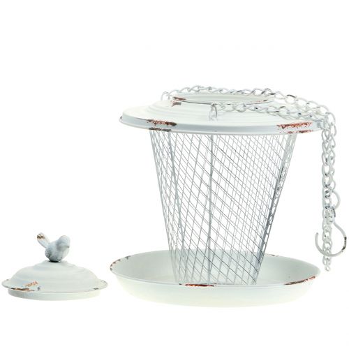 Floristik24 Vogelhäuschen zum Hängen Antik Weiß Ø22cm H26,5cm