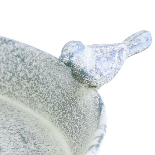 Artikel Vogeltränke Metall Deko Herz Weiß Blau Hängend Ø21,5cm