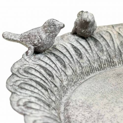Artikel Vogeltränke auf Sockel Metall Grau, Weiß Gewaschen Ø28,3cm H26,5cm