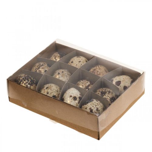 Floristik24 Wachteleier Deko Ausgeblasene Eier Natur/Gold 3cm 12St