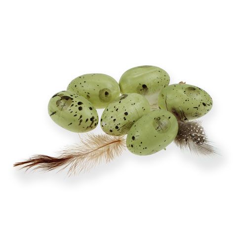 Floristik24 Wachteleier mit Feder 4cm 24St