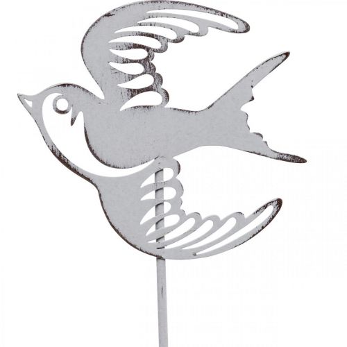 Artikel Schwalbendeko, Wandschmuck aus Metall, Vögel zum Hängen Weiß, Silbern Shabby Chic H47,5cm
