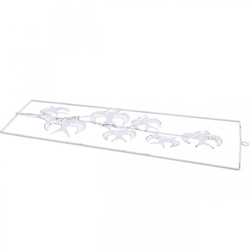 Artikel Schwalbendeko, Wandschmuck aus Metall, Vögel zum Hängen Weiß, Silbern Shabby Chic H47,5cm