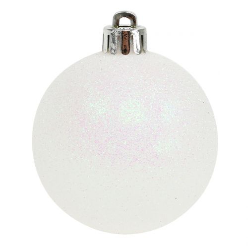 Floristik24 Weihnachtskugel Weiß irisierend Ø3,5cm - Ø5,5cm 30St