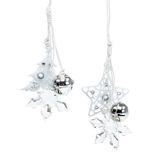 Floristik24 Weihnachtsanhänger Stern, Tannenbaum Weiß 25cm 2St