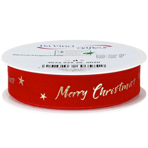 Floristik24 Weihnachtsband Rot Gold „Merry Christmas“ Band 25mm 20m