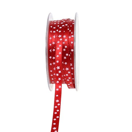 Floristik24 Weihnachtsband Rot mit Sternen 6mm 20m