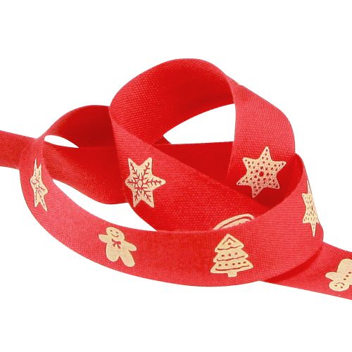 Floristik24 Weihnachtsband in Rot und Creme Motivband B15mm L15m