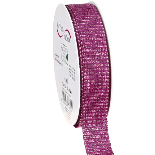 Floristik24 Weihnachtsband mit Goldfäden Geschenkband Erika 25mm 20m