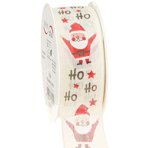 Weihnachtsband mit Santa Baumwollband Creme 40mm 15m