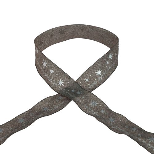 Floristik24 Weihnachtsband Geschenkband Weihnachten Braun 40mm 20m