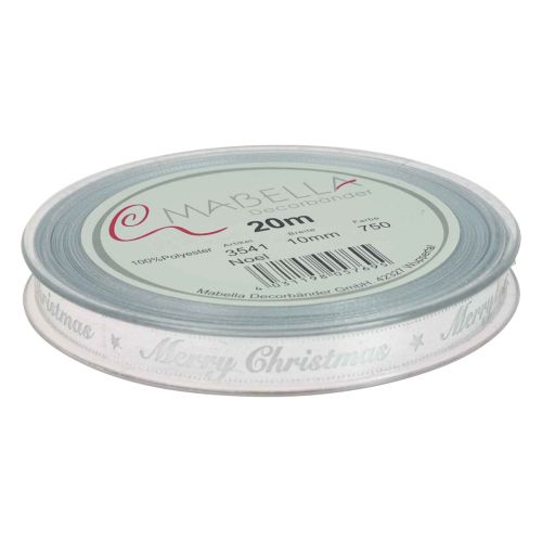 Artikel Weihnachtsband Merry Christmas Band Silber Weiß 10mm 20m