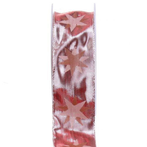 Floristik24 Weihnachtsband holografisch Rosa, Silber 40mm 20m