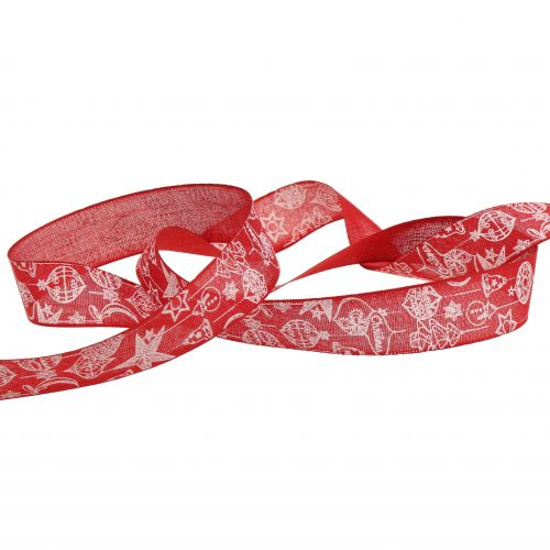 Artikel Deko Band Rot mit Weihnachtsmotiv 25mm 18m