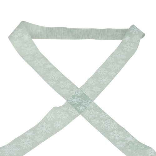 Floristik24 Weihnachtsband Schneeflocke Geschenkband Hellgrün 35mm 15m