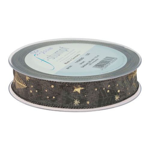 Artikel Weihnachtsband Braun Gold Geschenkband Tanne 25mm 15m