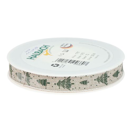 Floristik24 Weihnachtsband Tanne Geschenkband Natur Grün 15mm 20m