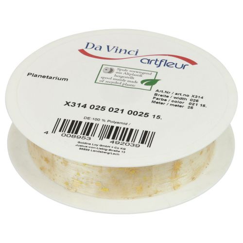 Artikel Schleifenband Weihnachten, Organzaband Weiß Sternmuster 25mm 25m