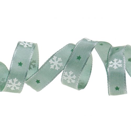 Artikel Weihnachtsband mit Schneeflocke Grün 15mm 20m