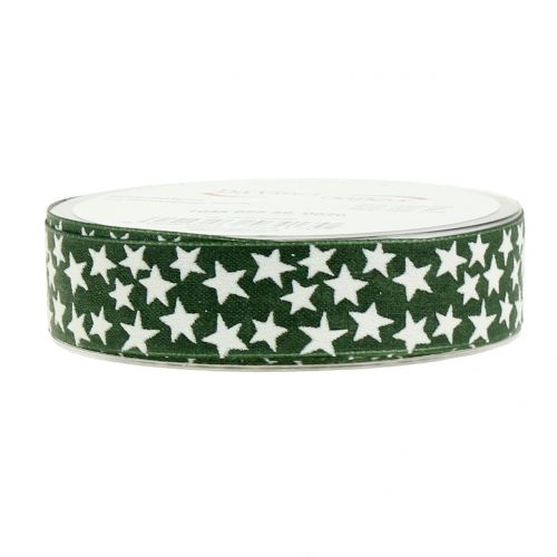 Weihnachtsband mit Stern Grün, Weiß 25mm 20m